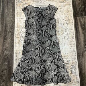 Ann Taylor Black and Gray Snake Print Dress